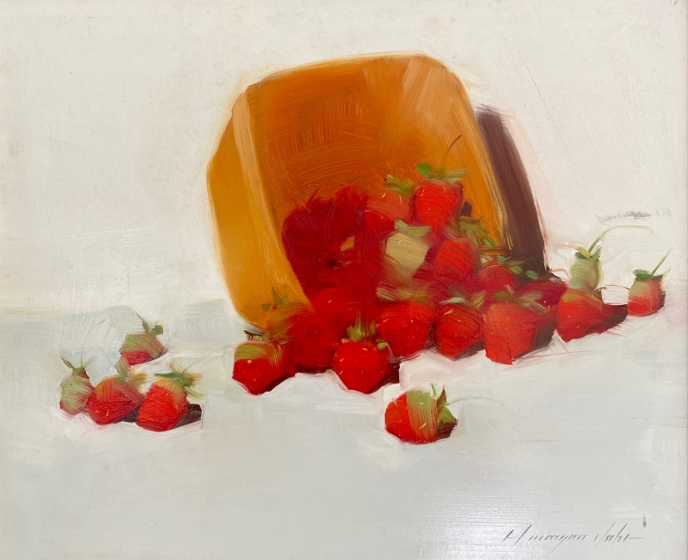 Strawberries, Original oil Painting, Handmade artwork, One of a Kind